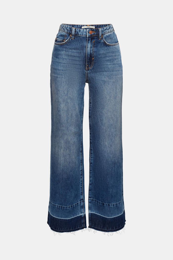 High-rise jeans met wijde pijpen, BLUE DARK WASHED, detail image number 7
