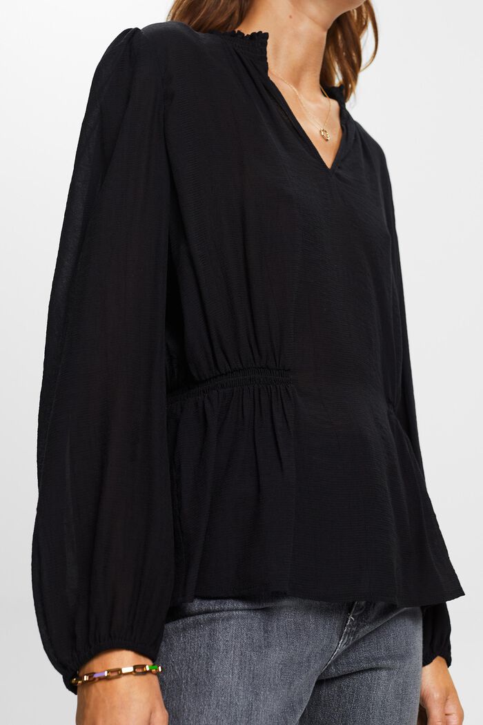 Crêpe blouse met V-hals, BLACK, detail image number 2