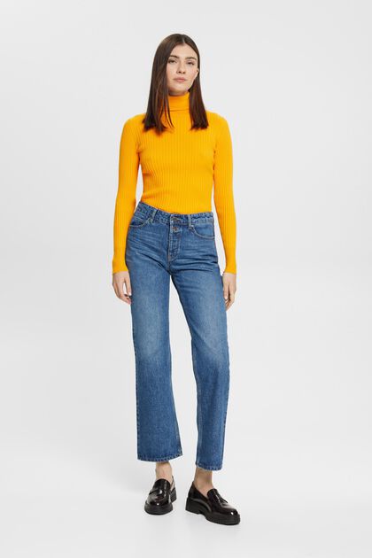 Mid-rise cropped uitlopende stretchjeans