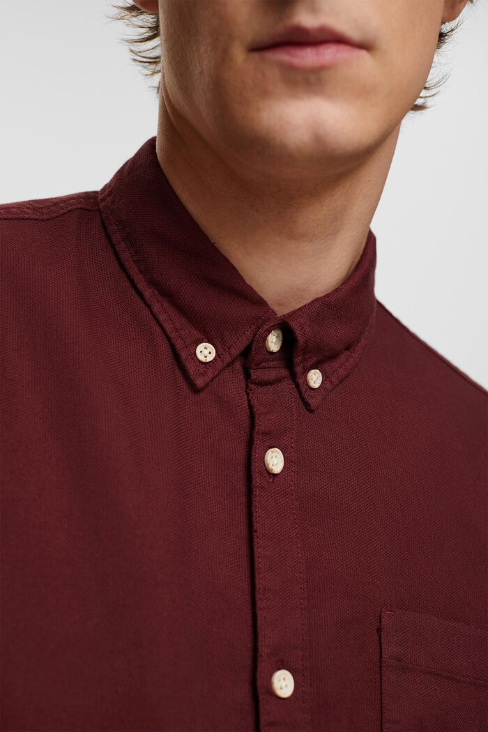 Katoenen overhemd met buttondownkraag, BORDEAUX RED, detail image number 2