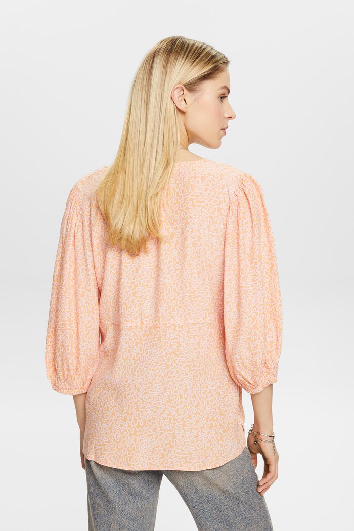 Crêpe blouse met V-hals en print, PASTEL ORANGE, detail image number 2