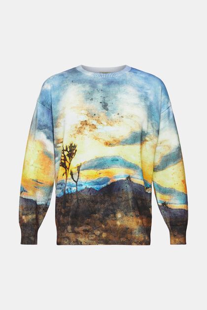 Sweatshirt met digitale landschapprint all-over