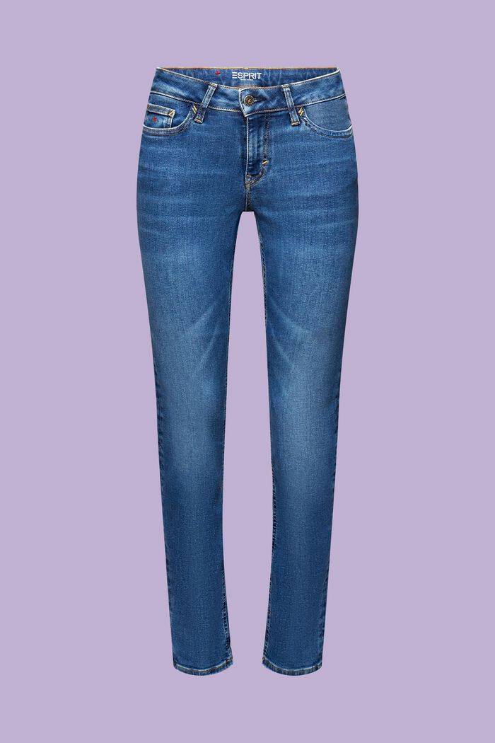 Slim fit jeans met middelhoge taille, BLUE MEDIUM WASHED, detail image number 6