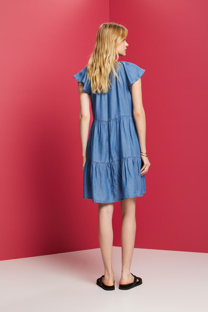 Gelaagde mini-jurk van denim, BLUE MEDIUM WASHED, detail image number 3