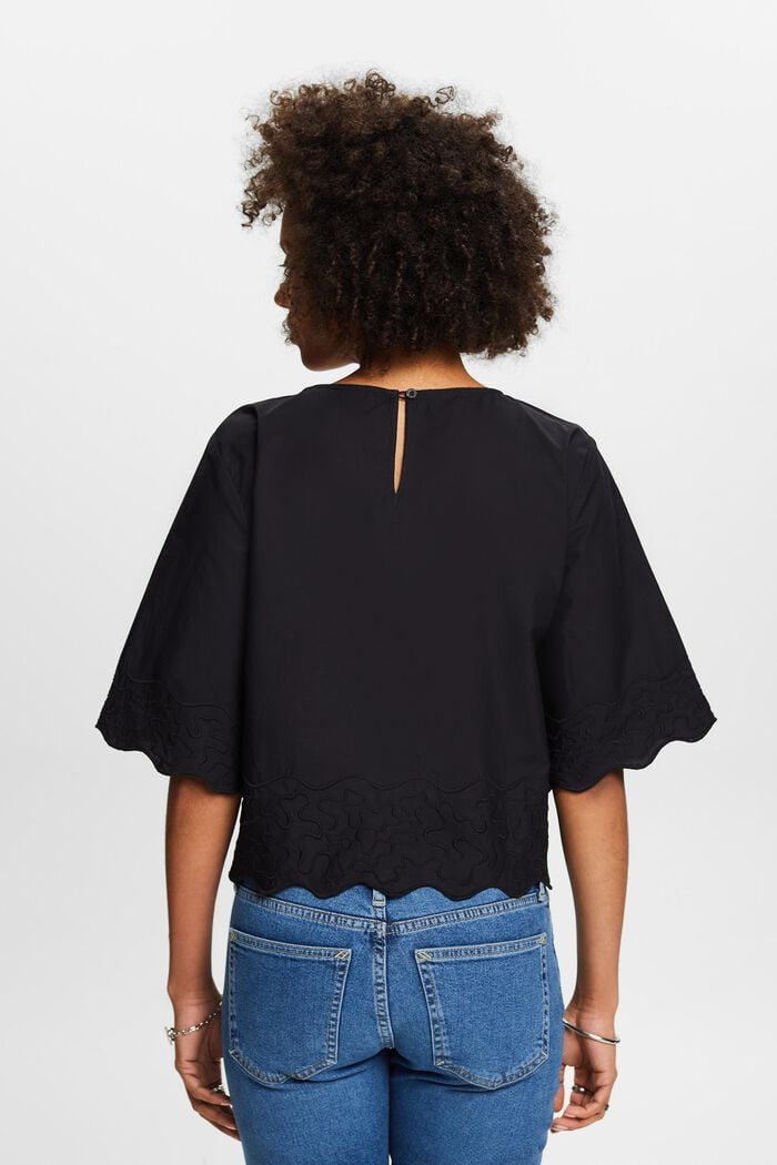 Bestikte blouse met klokmouwen, BLACK, detail image number 2