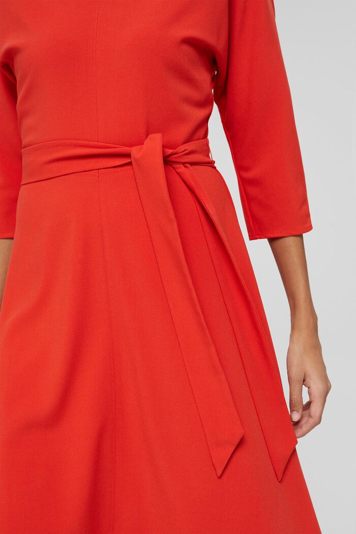 Gerecycled: midi-jurk met ceintuur, ORANGE RED, detail image number 3