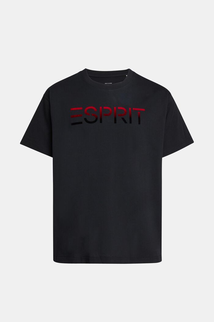 Shirt met flockprint met label op de borst, BLACK, detail image number 4