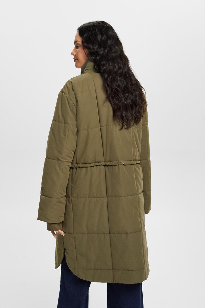 Gerecycled: gewatteerde mantel met voering van fleece, KHAKI GREEN, detail image number 3