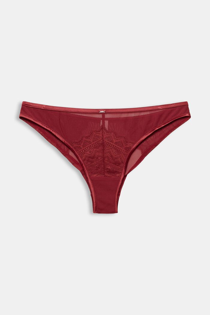 Gerecycled: Brazilian slip met kant, CHERRY RED, detail image number 3