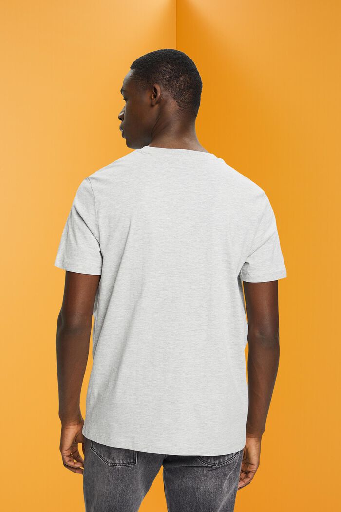 Slim fit shirt met kleine print op de borst, LIGHT GREY, detail image number 3