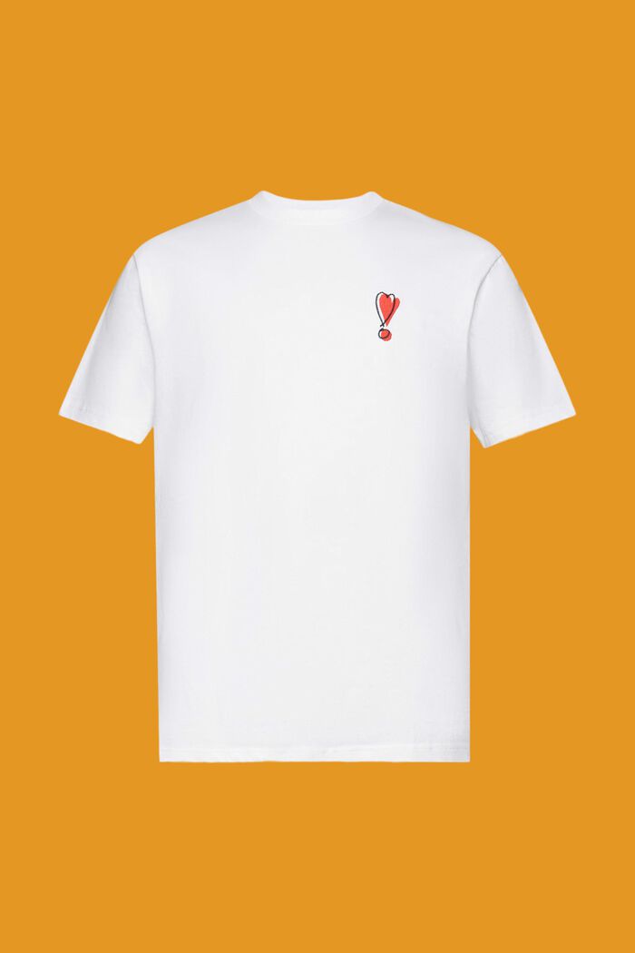 T-shirt van duurzaam katoen met hartmotief, WHITE, detail image number 6