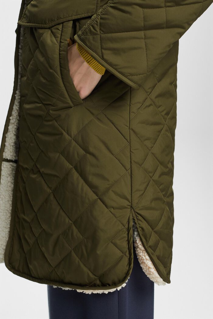 2-zijdige gewatteerde sherpa mantel, DARK KHAKI, detail image number 1