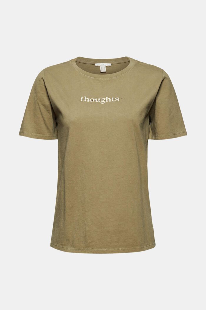 T-shirt met print, 100% organic cotton, LIGHT KHAKI, detail image number 0