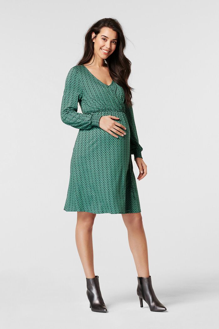 Jersey jurk met voedingsfunctie, LENZING™ ECOVERO™, TEAL GREEN, detail image number 0