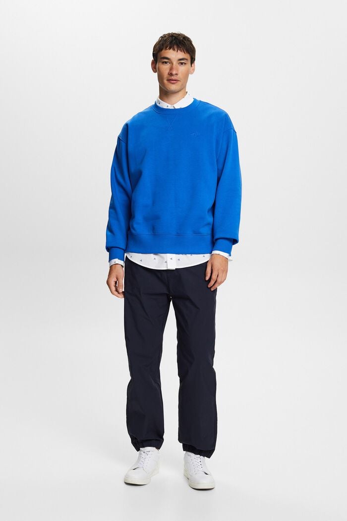 Sweatshirt met logoborduursel, BRIGHT BLUE, detail image number 4