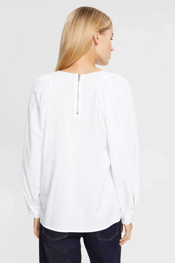 Gestructureerde blouse, katoenmix, WHITE, detail image number 3
