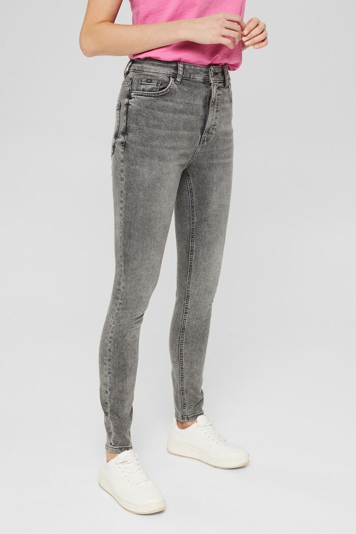 Stretchjeans met garment-washed effect, GREY MEDIUM WASHED, overview