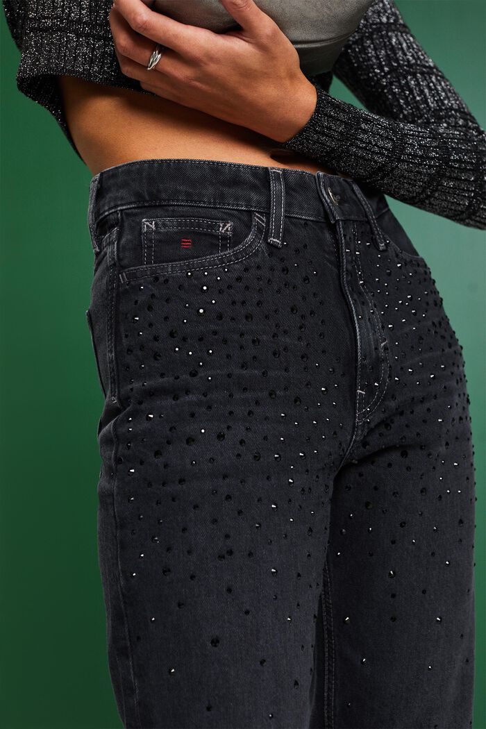 Klassieke high rise jeans met retrolook, BLACK DARK WASHED, detail image number 3