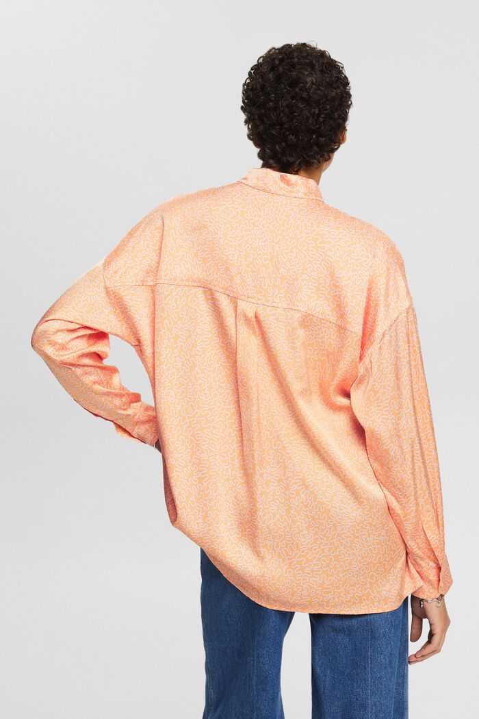 Satijnen blouse met print, PASTEL ORANGE, detail image number 3