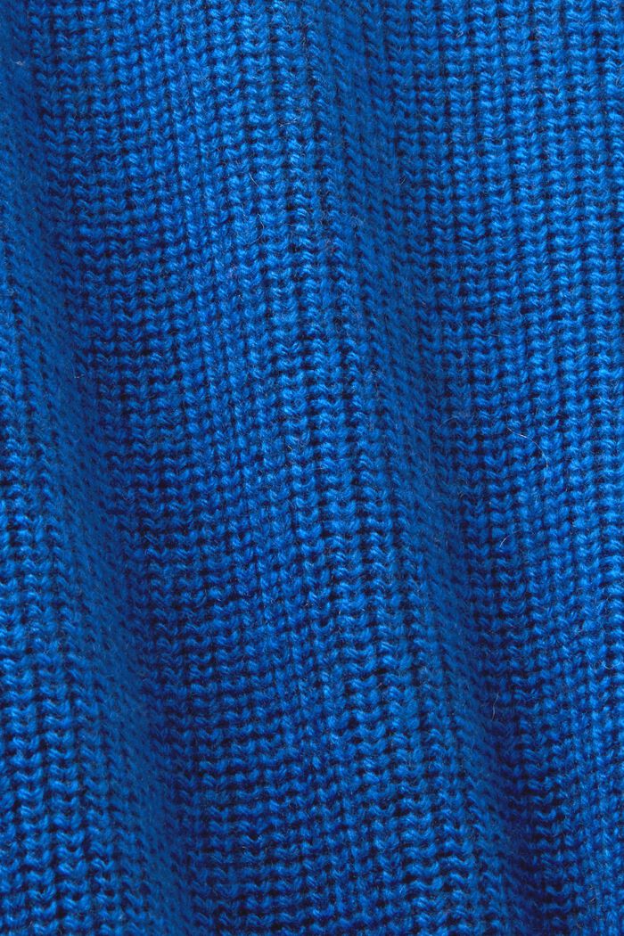 Ribgebreid, mouwloos vest van wolmix, BRIGHT BLUE, detail image number 5