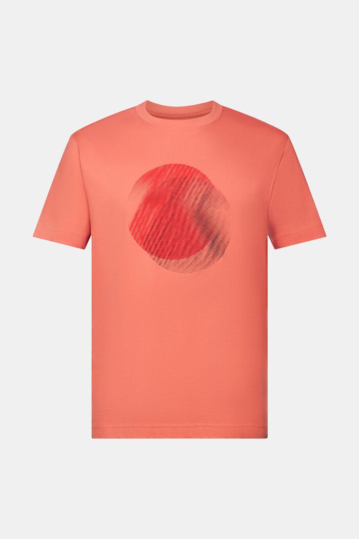T-shirt met print op de voorkant, 100% katoen, CORAL RED, detail image number 6