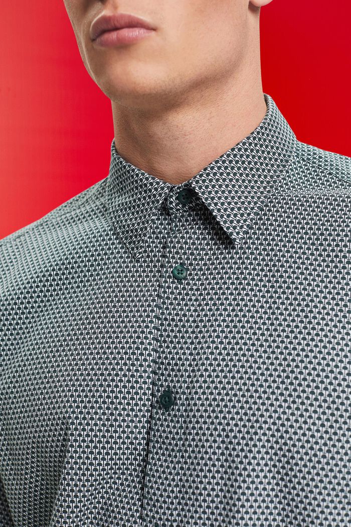 Slim fit-overhemd met patroon all-over, DARK TEAL GREEN, detail image number 2
