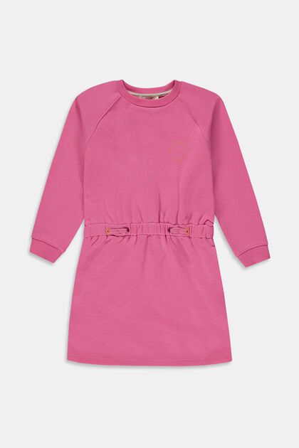 Midi-jurk in de stijl van een katoenen sweatshirt, PINK FUCHSIA, overview