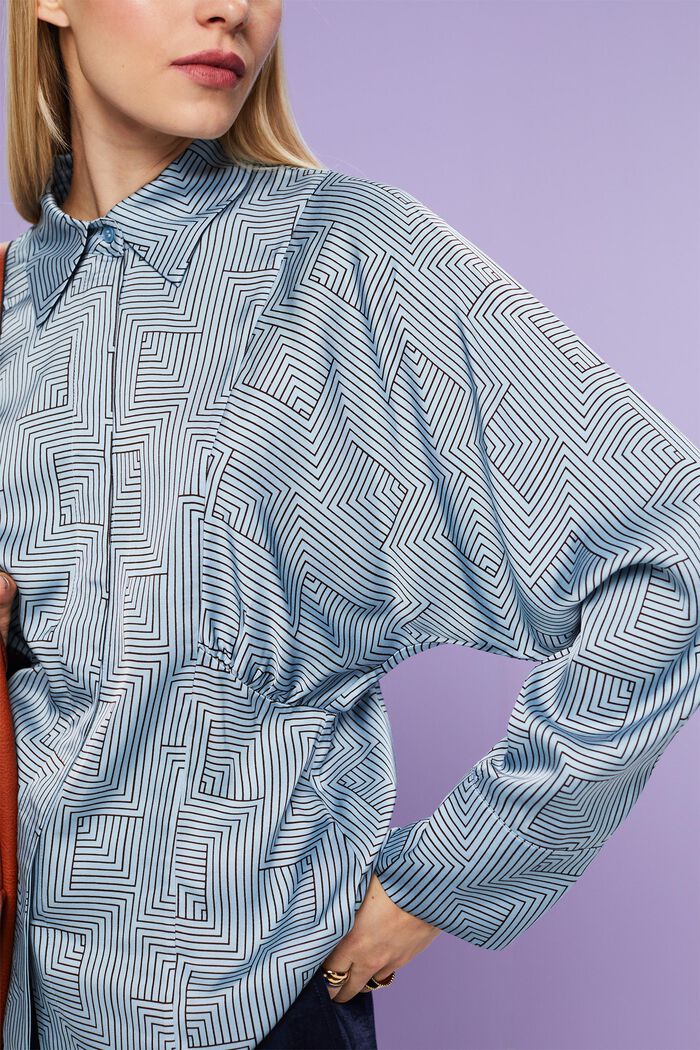 Satijnen blouse met vleermuismouwen, LIGHT BLUE LAVENDER, detail image number 2