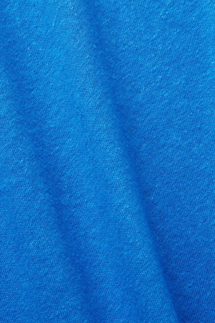 T-shirt van een mix van katoen en linnen, BRIGHT BLUE, detail image number 4