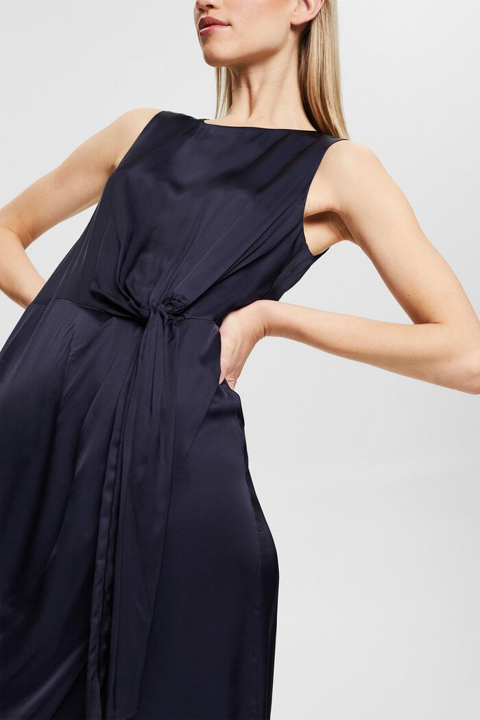 Satijnen jurk van LENZING™ ECOVERO™, NAVY, detail image number 3