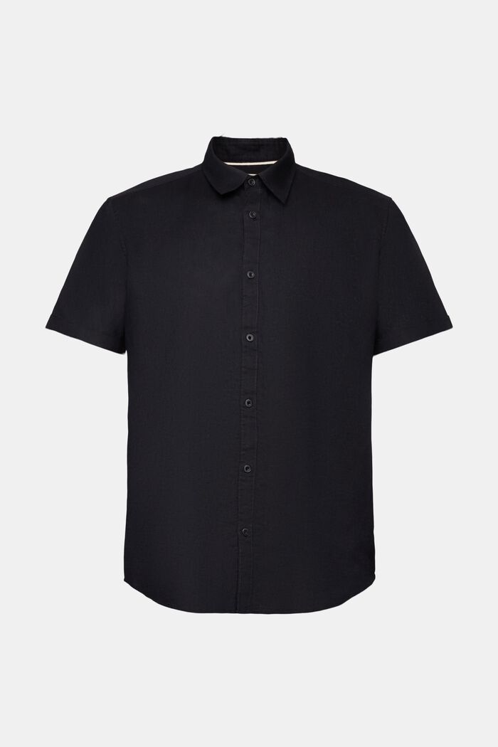 Shirt met korte mouwen van een linnen-katoenmix, BLACK, detail image number 6