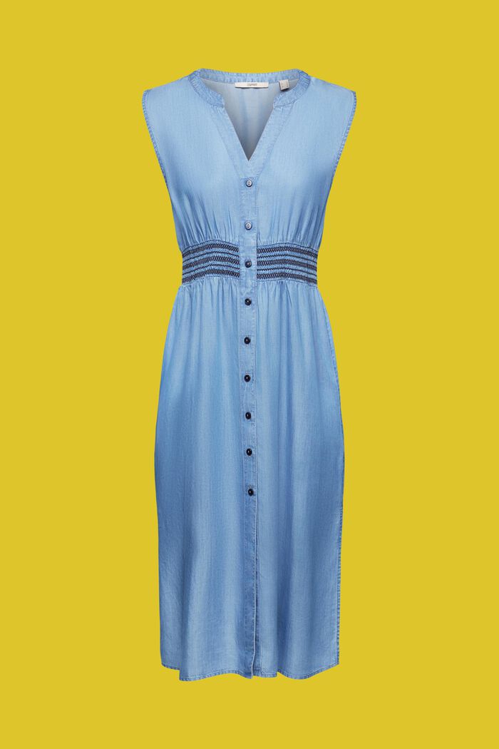 Mouwloze midi-jurk van imitatiedenim, BLUE MEDIUM WASHED, detail image number 4