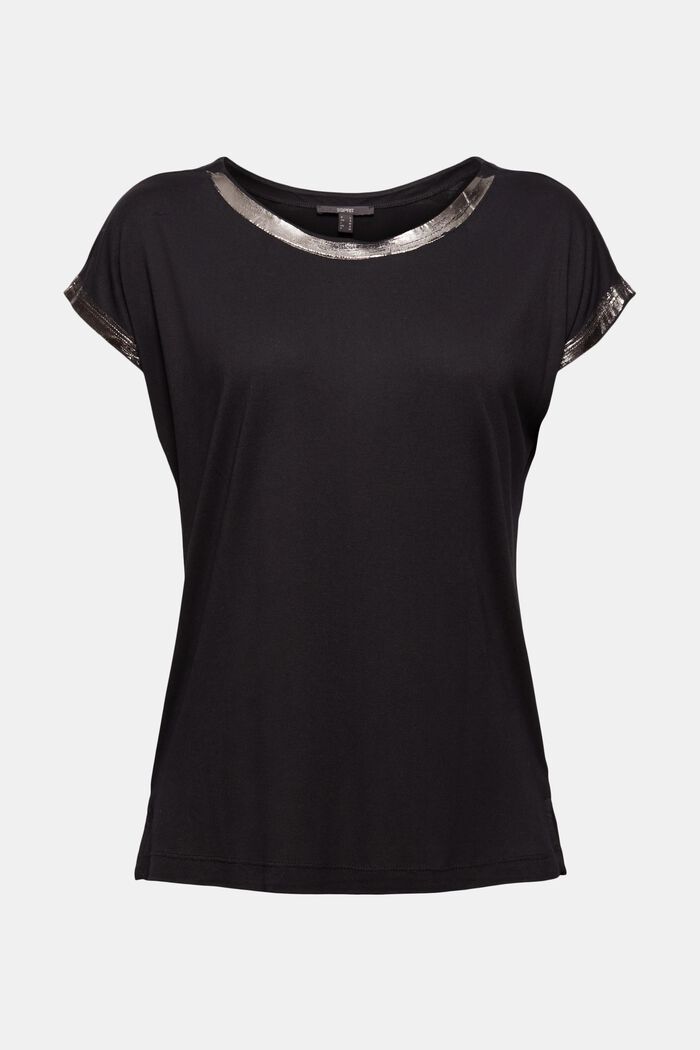 T-shirt met metallic effect, LENZING™ ECOVERO™, BLACK, detail image number 2