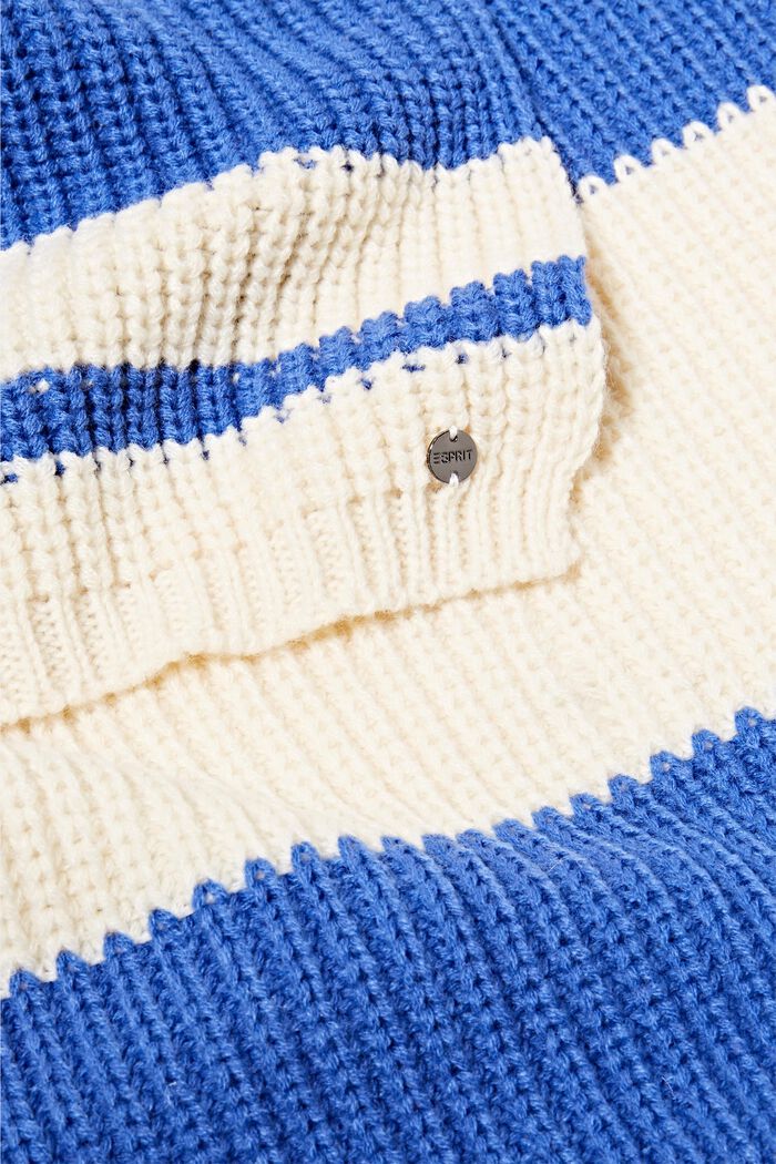 Gestreepte sjaal van een wolmix, BRIGHT BLUE, detail image number 1