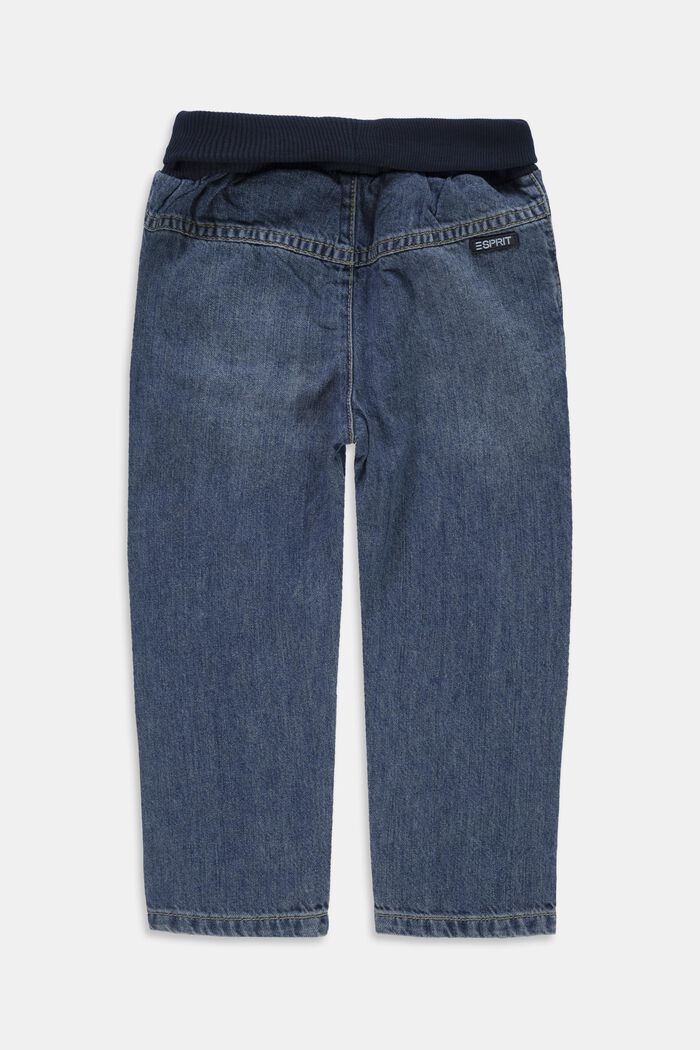 Jeans met een geribde band, 100% katoen, BLUE MEDIUM WASHED, detail image number 1