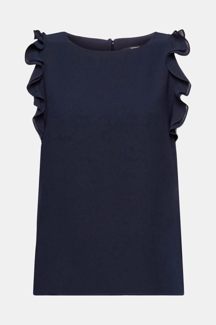 Chiffon blouse met ruches, NAVY, detail image number 6