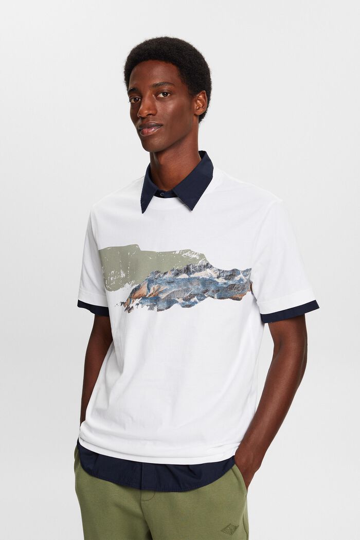 T-shirt van katoen met print, WHITE, detail image number 2