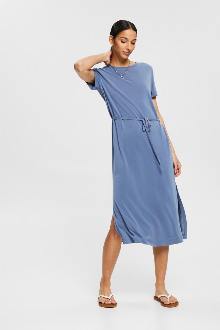 Jersey jurk met tailleriem, BLUE LAVENDER, detail image number 1