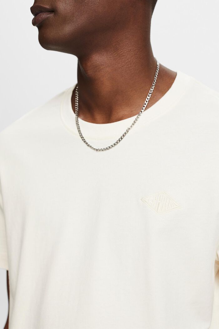 T-shirt met ronde hals en logo, OFF WHITE, detail image number 3