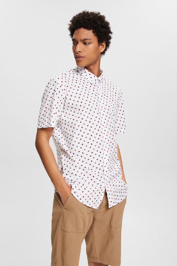 Jersey overhemd met print, WHITE, overview