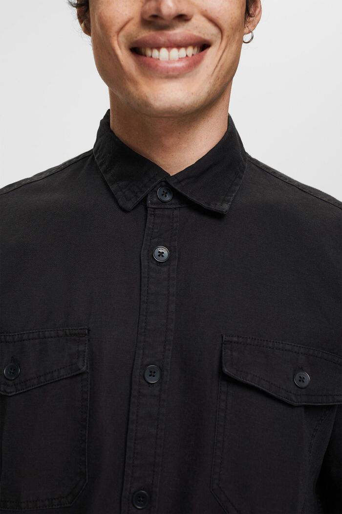 Van een linnenmix: oversized overhemd, BLACK, detail image number 2