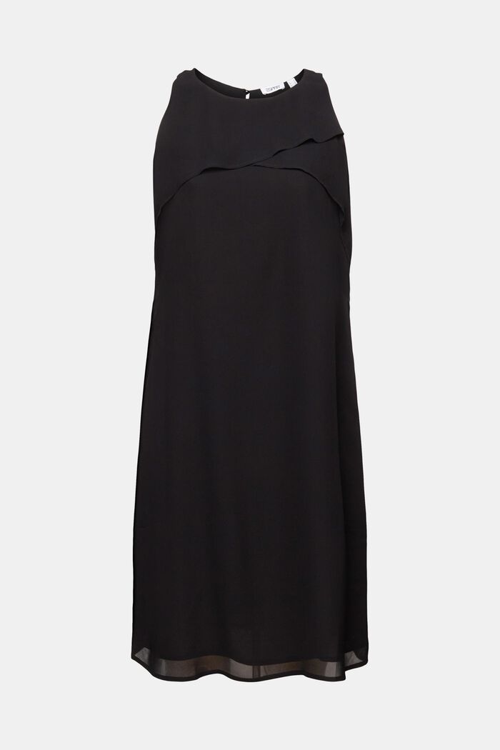 Mouwloze crêpe chiffon mini-jurk, BLACK, detail image number 8
