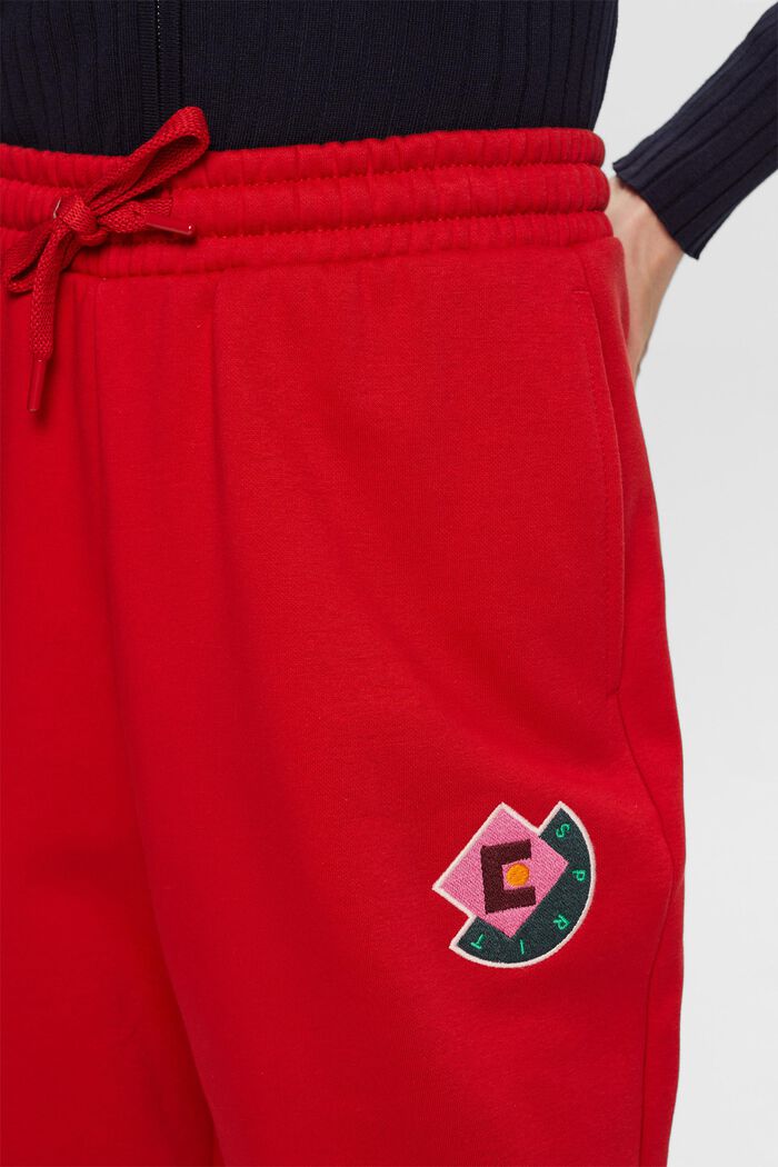Fleece joggingbroek met logo-applicatie, DARK RED, detail image number 2