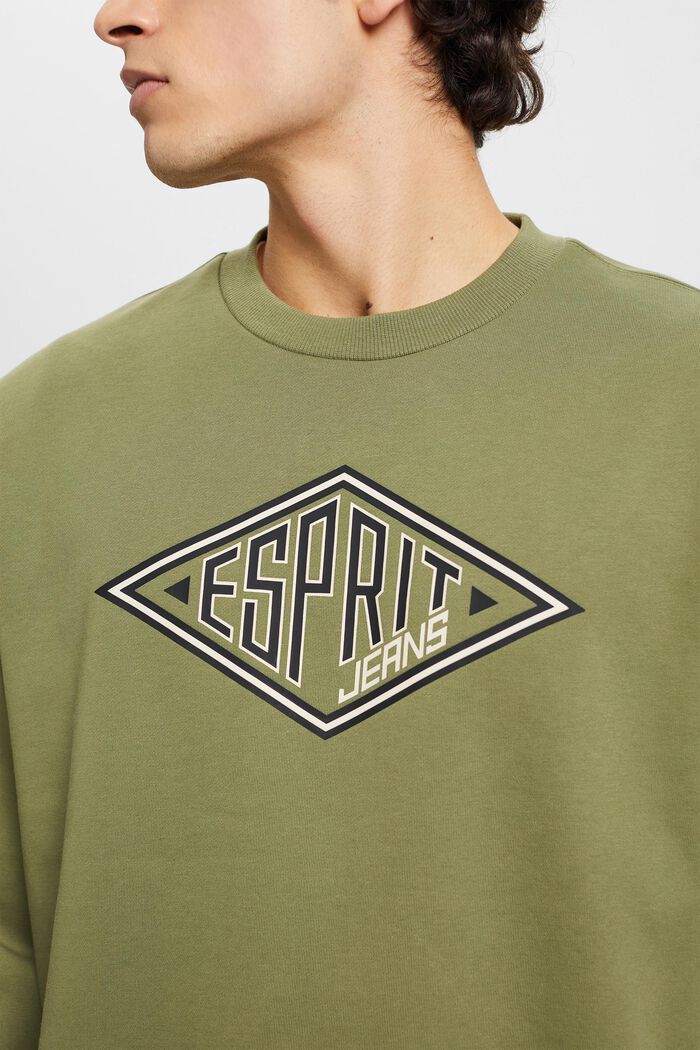 Sweatshirt met logoprint en ronde hals, OLIVE, detail image number 2