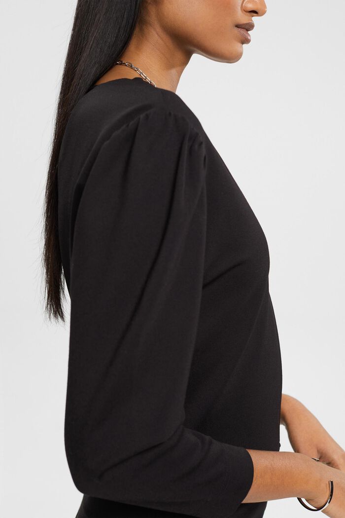 Midi-jurk met V-hals, BLACK, detail image number 2