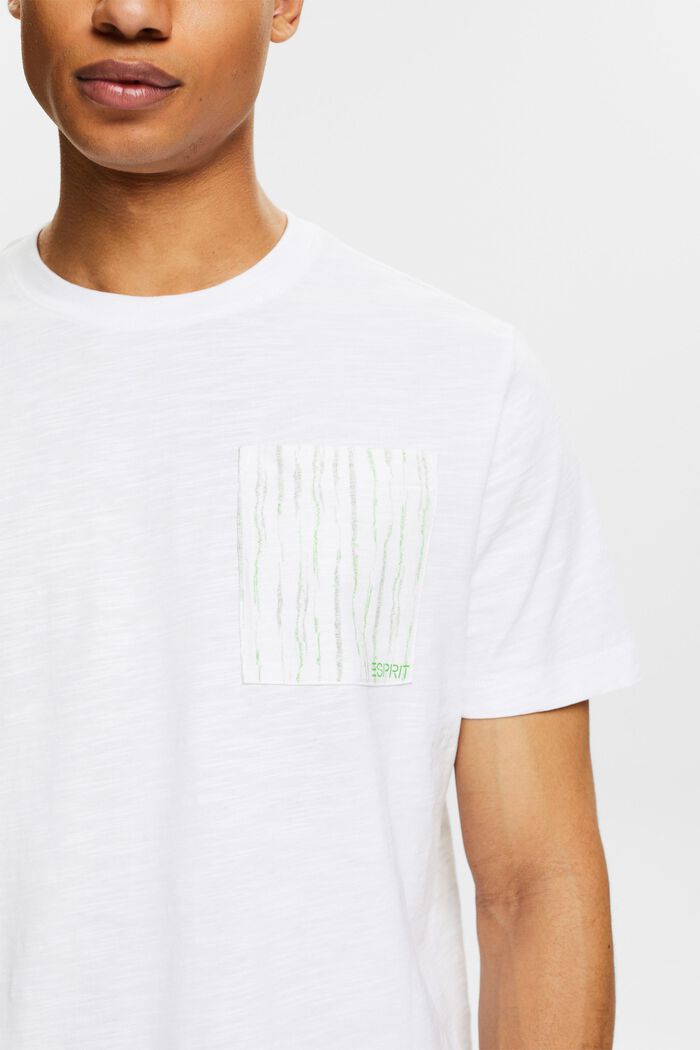 T-shirt van slubkatoen met zak met logo, WHITE, detail image number 3