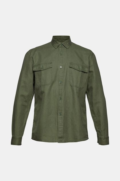 Van een linnenmix: oversized overhemd, GREEN, overview