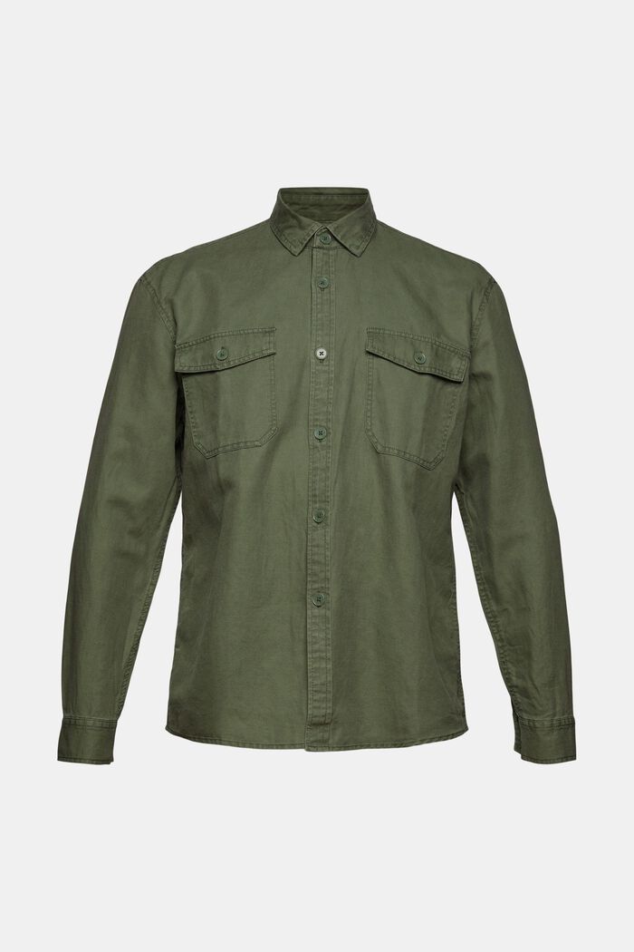 Van een linnenmix: oversized overhemd, GREEN, detail image number 7