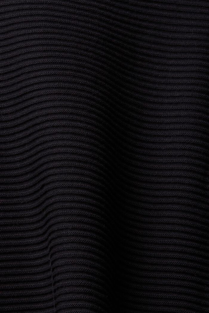 Gestructureerd trui met een hoge hals en tunnelkoordje, BLACK, detail image number 5
