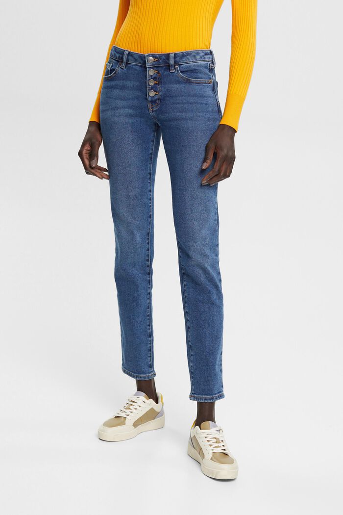 Slim fit-jeans met stretch, BLUE MEDIUM WASHED, detail image number 1